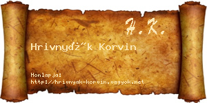 Hrivnyák Korvin névjegykártya